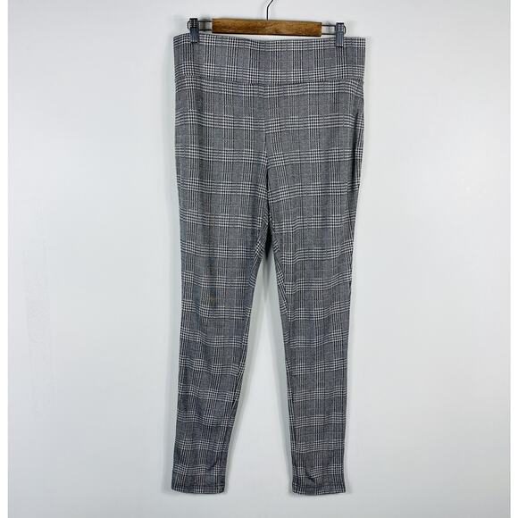 Tahari Size Large Glen Plaid Pull On Pants Knit Leggings Black White - Picture 1 of 4